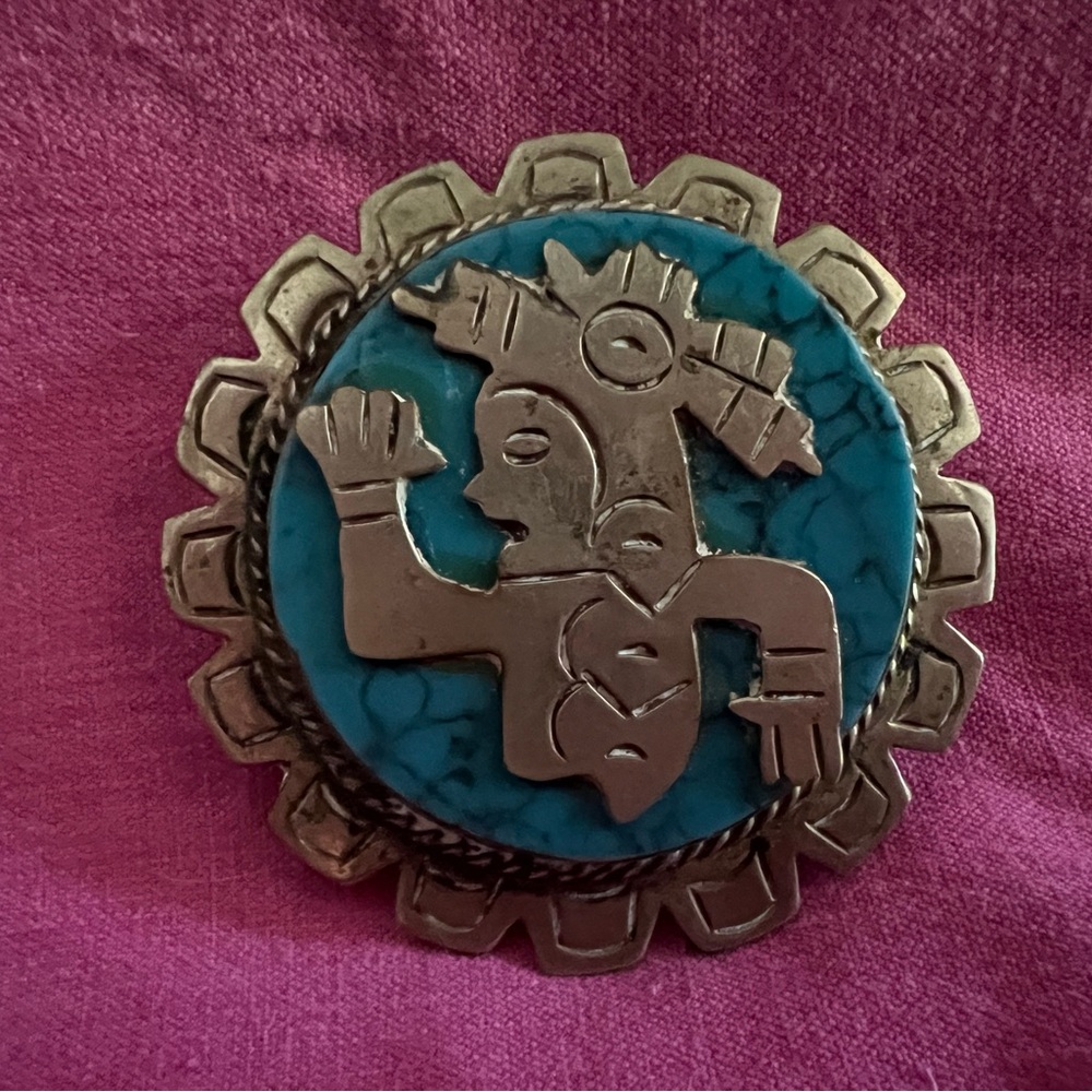 Vintage pin / pendant - faux turquoise